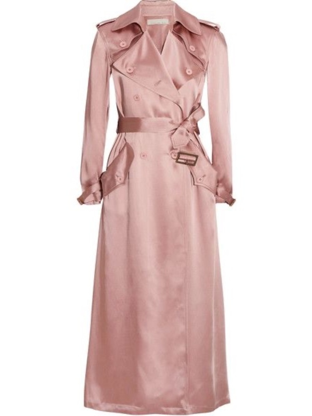 Fleur du Mal Satin Trench Dress in Dusty Pink
